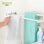Magic suction cup double pole towel rack